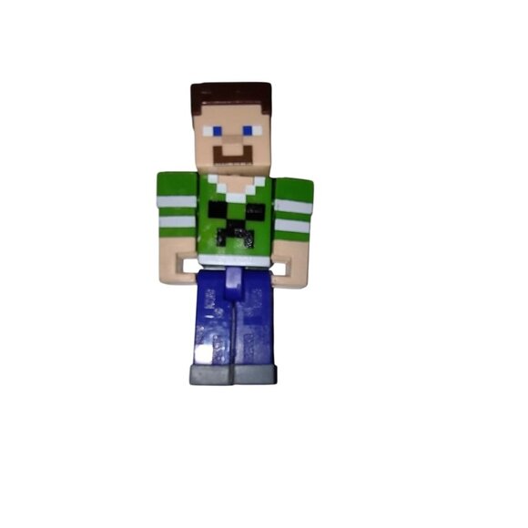 Minecraft Steve Action Figure With Creeper Shirt & Movable Parts  3.25" Tall - Picture 1 of 6